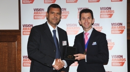 2013_George_Stephenson_Gold_Medal_winner_George_N_Lampeas_with_President_Mark_Hunt