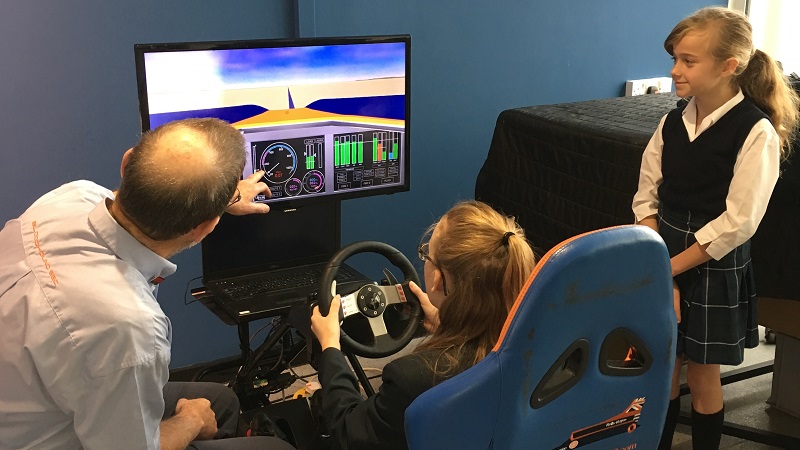 The girls were able to experience simulations of what it's like to drive Bloodhound SSC The girls were able to experience simulations of what it's like to drive Bloodhound SSC