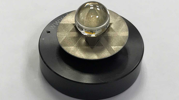 The retroreflective targets are spheres made from a special glass with a refractive index of two