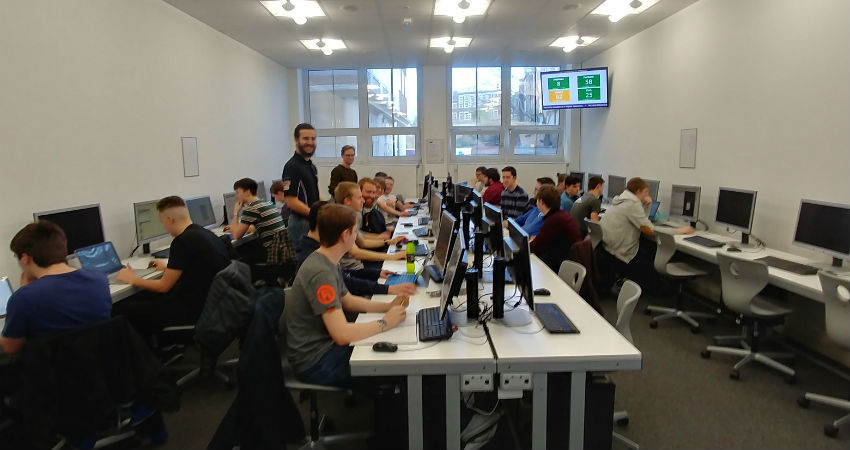 Both teams hard at work on a Wednesday afternoon