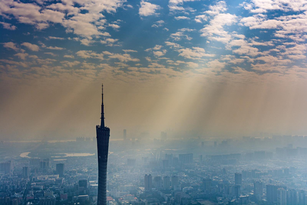 View across Guangzhou and the canton Tower from the CTF Centre View across Guangzhou and the canton Tower from the CTF Finance Centre