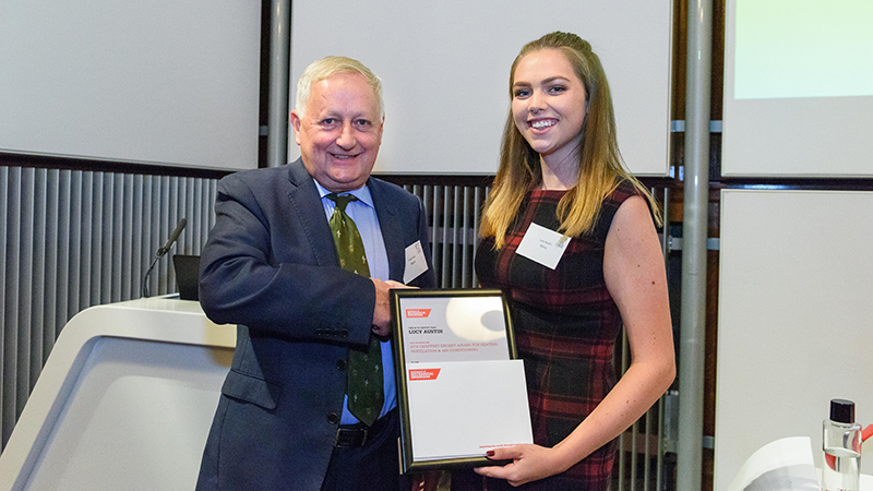 Lucy Austin receiving her award