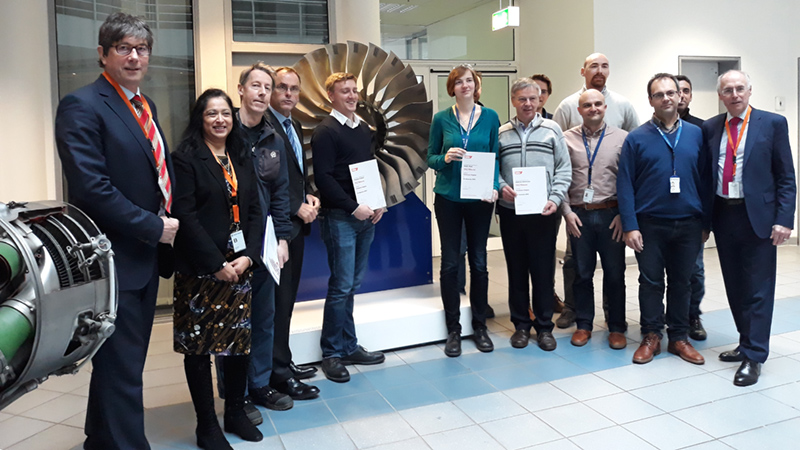 Dr Colin Brown (far right) with Rolls-Royce's new Chartered Engineers