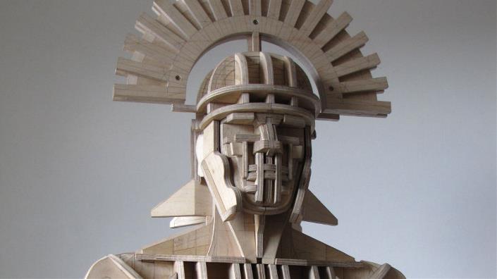 The half-scale version of Sentius Tectonicus was created by artist John O'Rourke before the full-size sculpture was built for Hadrian's Wall