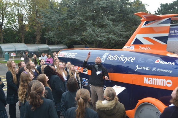 Folkestone Girls School pupils find out about the Bloodhound car Folkestone Girls School pupils find out about the Bloodhound car
