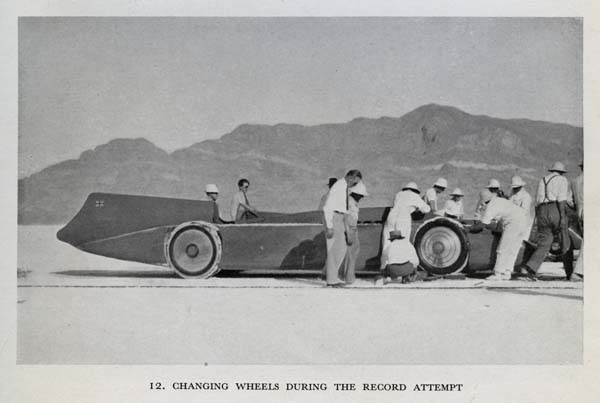 Changing wheels 600 Changing the wheels of 'Bluebird' during Malcolm Campbell’s 1935 land speed record attempt