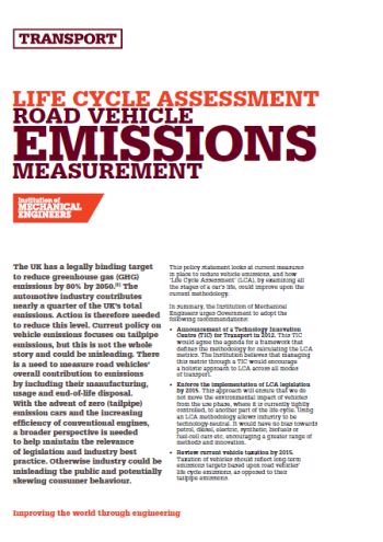 Life Cycle Assessment - Road Vehicle Emissions Measurement thumb