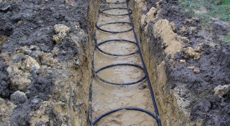 The most common form of ground source heat pump High-density polyethylene tubing