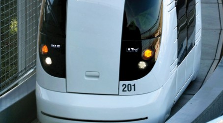 Heathrow airport's new transport system uses guided rails Driverless cab