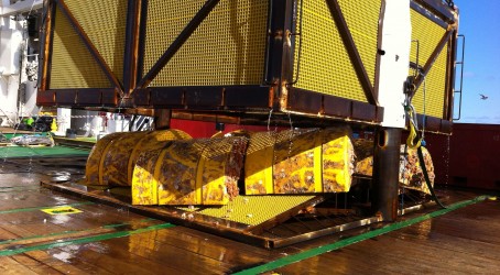 Submerged Buoyancy Collector (SBC) being unloaded Article image