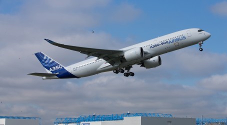 The first A350 took off from Toulouse this morning for a test flight Article image